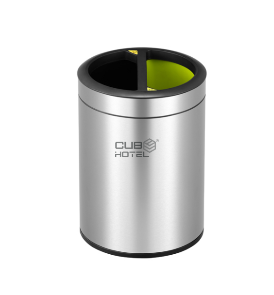 Balde Reciclage Inox Satinado 2x5L Round Open
